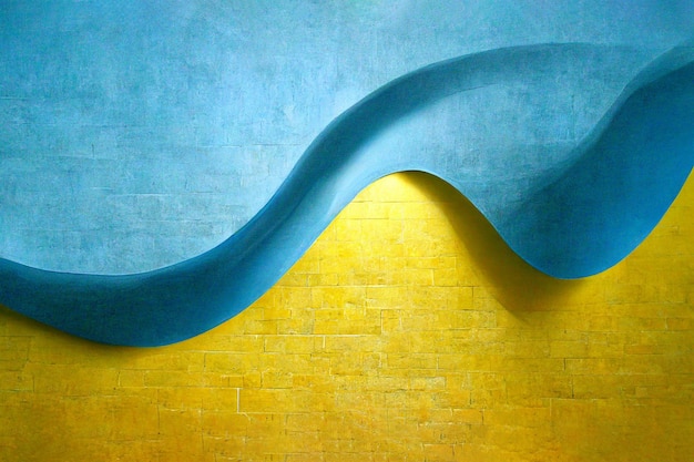 Ruwe muurtextuur in blauwe en gele kleuren 2d illustratie