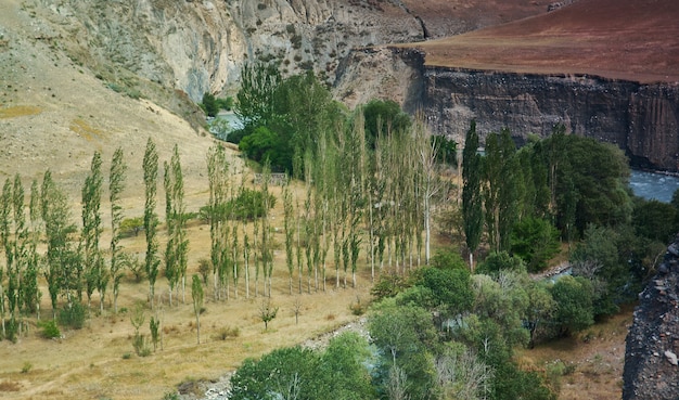 Rver渓谷Gulcha、Pamir Highway、キルギスタン、中央アジア
