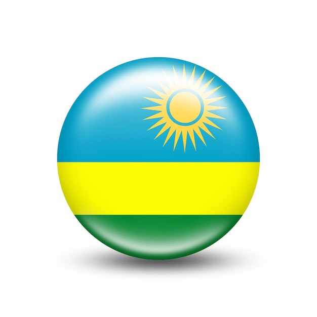 Rwanda country flag in sphere with white shadow - illustration