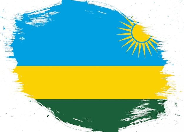 Rwanda flag on distressed grunge brush background