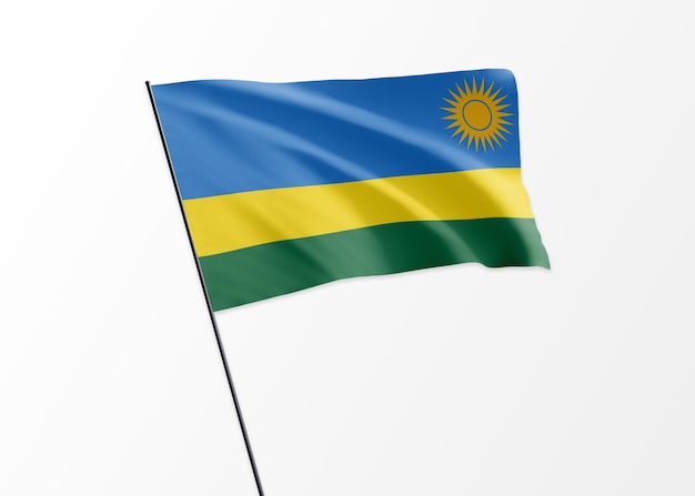 rwanda flag flying high in the isolated background. rwanda independence day