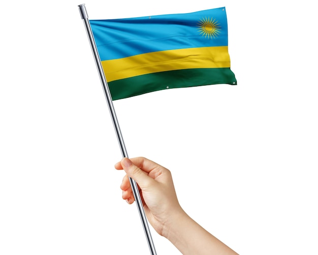 rwanda flag in hand