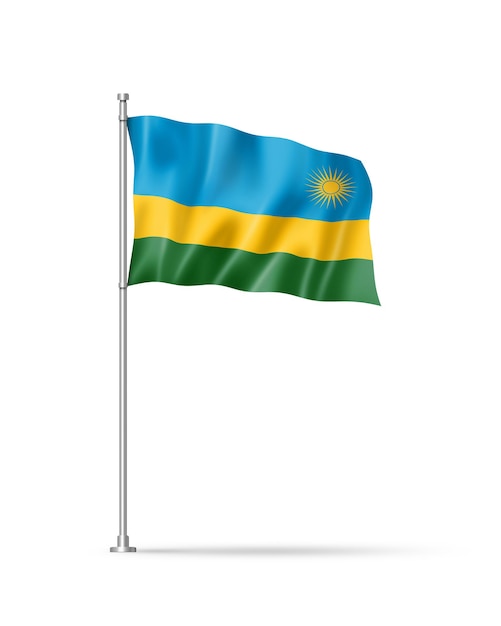 Rwanda flag isolated on white