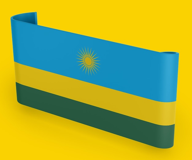 Rwanda flag ribbon banner