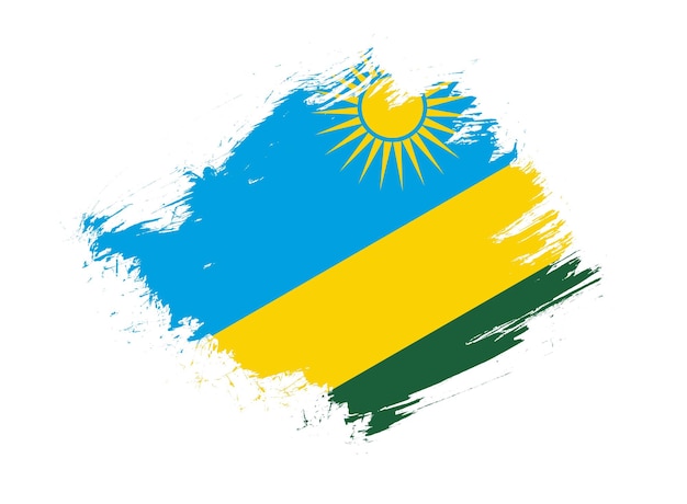 Rwanda flag with abstract paint brush texture effect on white background