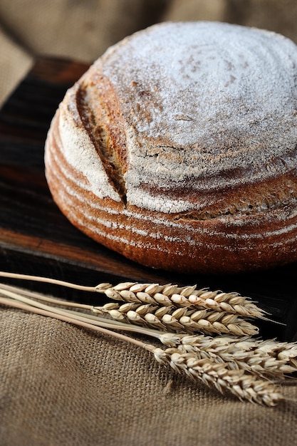 Rye bread and wheat ears