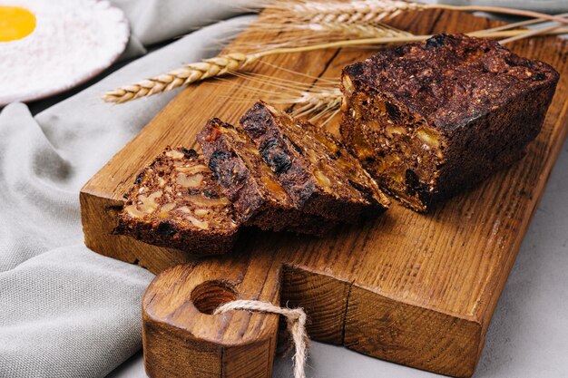 Rye bread with nuts dried fruits apricots and prunes dessert