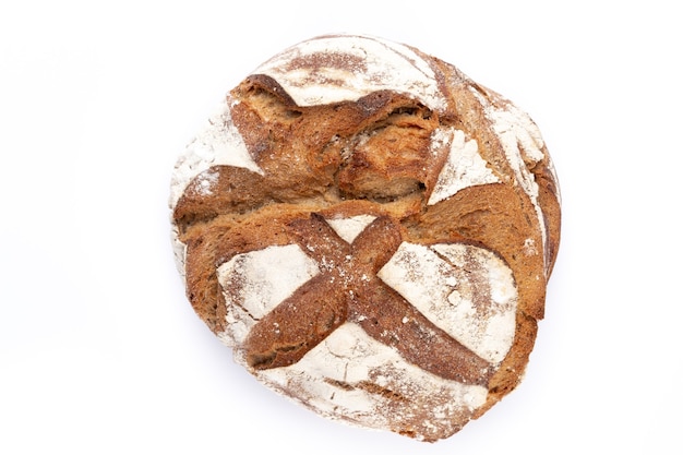 Rye eco breads on the white background.