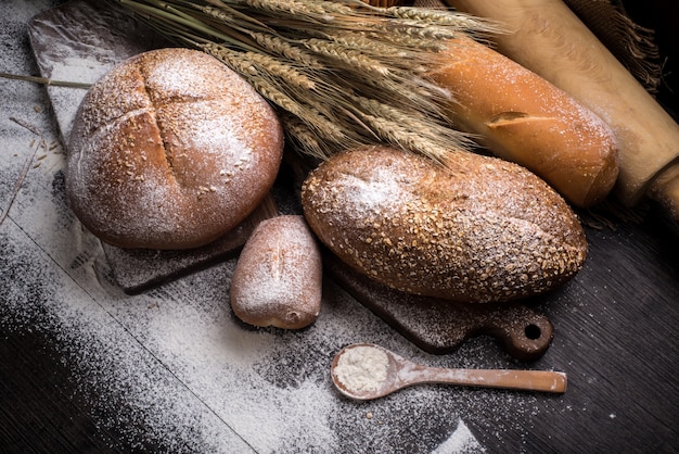 Rye sliced bread on the table