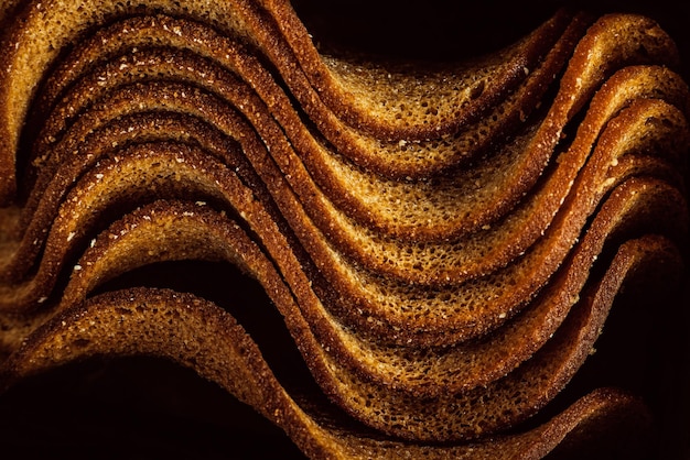 Foto snack di pane tostato ondulato di segale su un piatto