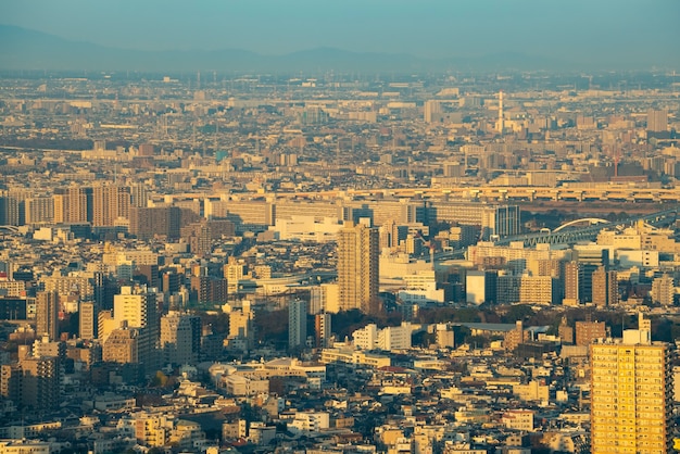 'S avonds uitzicht van bovenaf van de stad Tokio in Japan