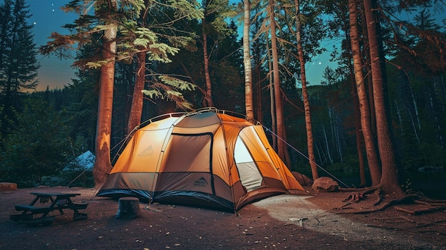 's Nachts wordt er een tent in het bos opgezet.