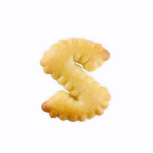 S-vormige cracker in de vorm van een alfabet