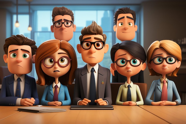 Saai en stress kantoorvergadering 3D cartoon concept