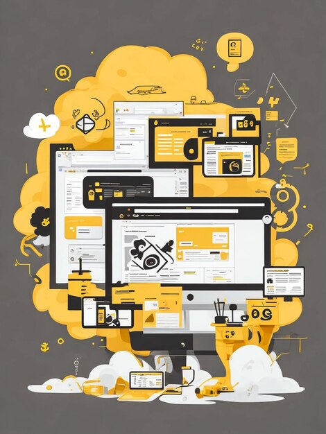 saas company illustration of website developmen