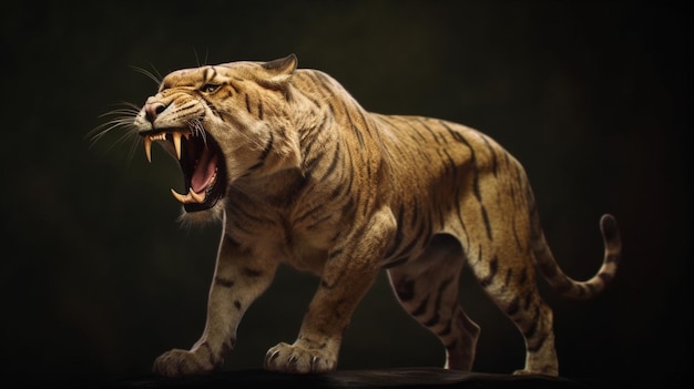 saber tooth tiger smilodon lived 42 million years agoGenerative AI