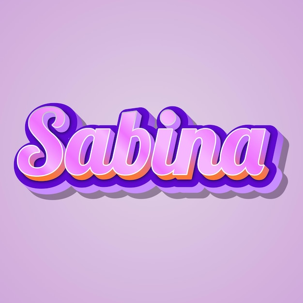 Photo sabina typography 3d design cute text word cool background photo jpg