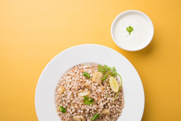 Sabudana Khichadi - An authentic dish from Maharashtra made with sago seeds, served with curd