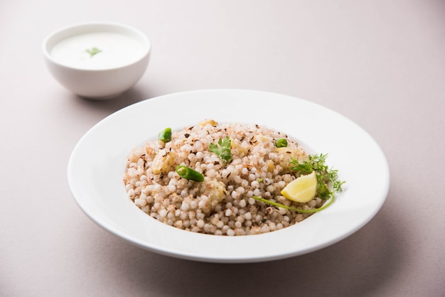 Sabudana Khichadi - An authentic dish from Maharashtra made with sago seeds, served with curd