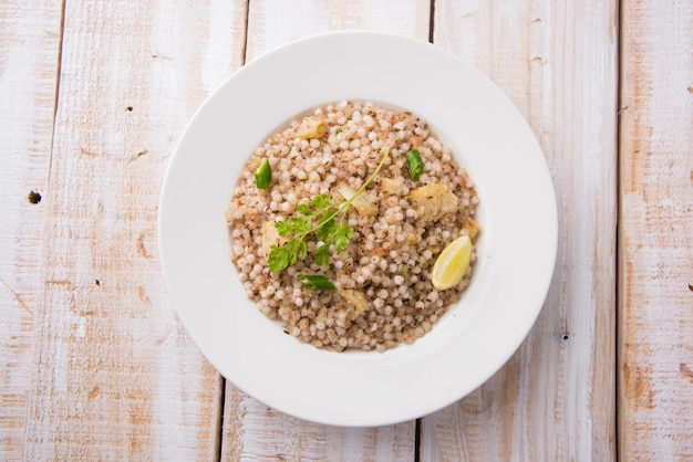 Sabudana Khichadi - An authentic dish from Maharashtra made with sago seeds, served with curd