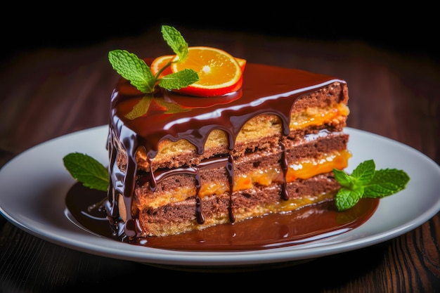 Sachertorte a famous Austrian chocolate cake layered with apricot jam