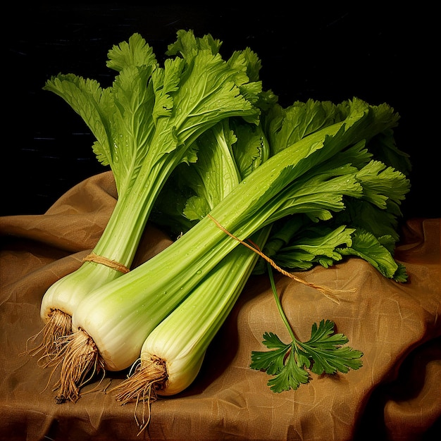 Sack Background with Fresh Celery