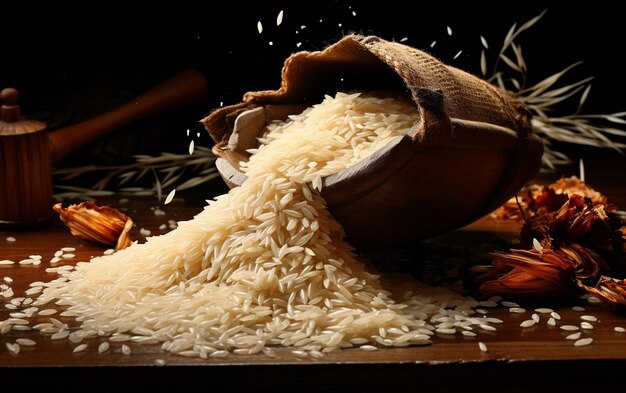 Sack of Basmati Rice Flying in Hurricane Generated By Ai