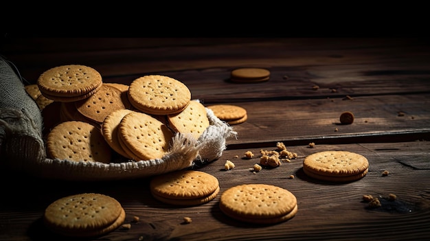 A sack of cookies with a sack full of peanut butter on it