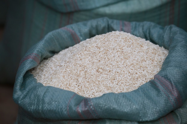 Sack of Rice In Morning Market  Luang Prabang Laos.