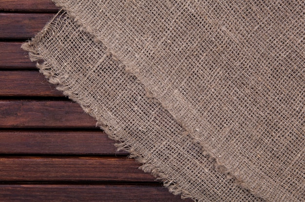 Sackcloth on wooden table