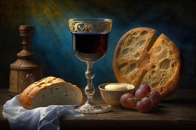 Sacramenten van brood en wijn voor de eucharistie of heilige communie