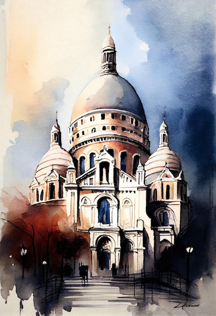 Sacré-Coeur aquarel