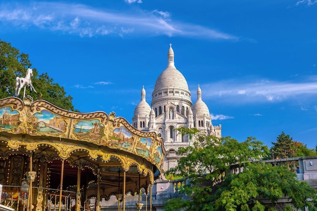 Sacre Coeur-kathedraal op Montmartre Hill Parijs in Frankrijk