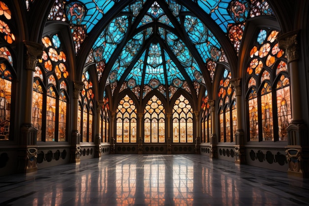 Sacred Architecture Dance Light Gothic Details Divine Aura generative IA