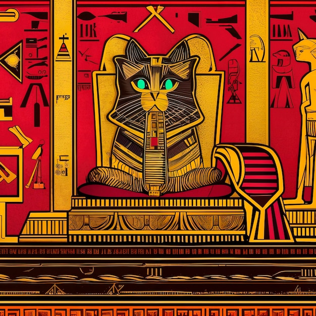 Photo sacred cat of ancient egypt illustration cats drawing cats images cats cartoon pyramids