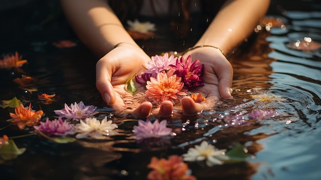 少女たちによる神聖な花の儀式