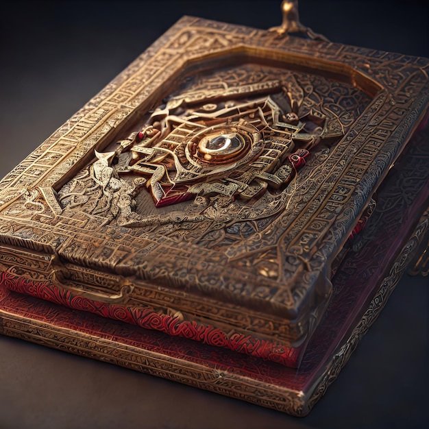 A sacred mythological book protected by hieroglyphs and magical writings