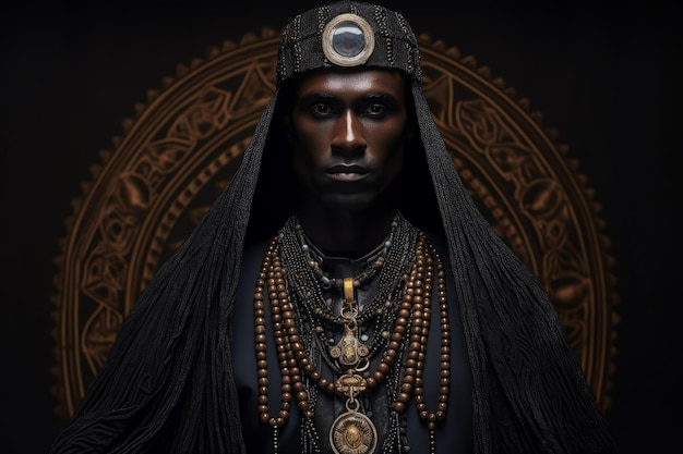 Photo sacred priest church black african generate ai