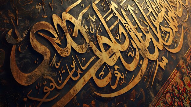 Photo sacred strokes illuminating meaningful quotes and prayers in islamic calligraphy