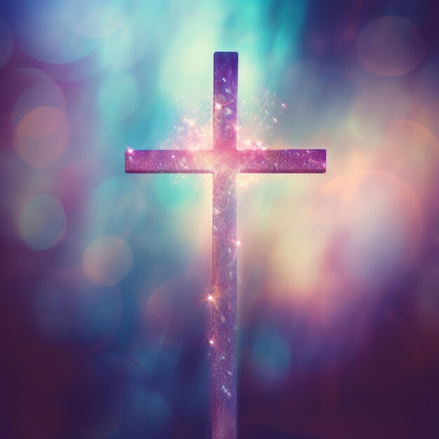 Photo sacred symbols a captivating image of the enigmatic big christian cross in a darkened pastel blur p
