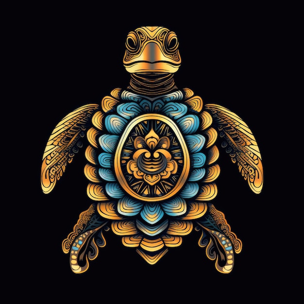 Photo the sacred turtle a breathtaking vector design portrait in perfect symmetry and centrality showcas