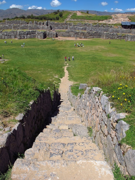 Sacsayhuaman, ruïnes van fort in Cusco, Inca Empire, Peru