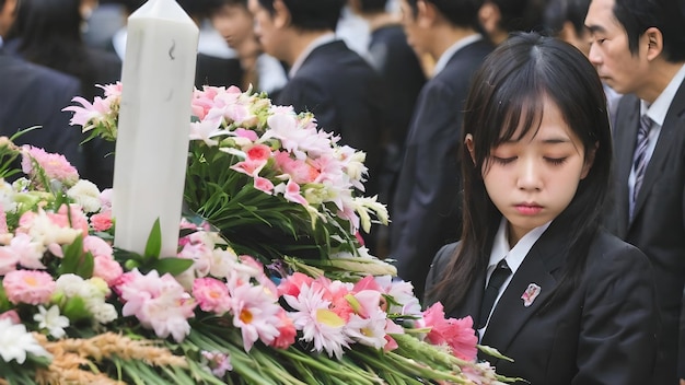 사진 슬픈 아시아 여성 의 장례식 배경