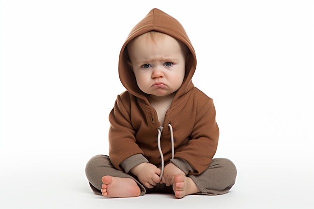 Sad Baby on a White Background