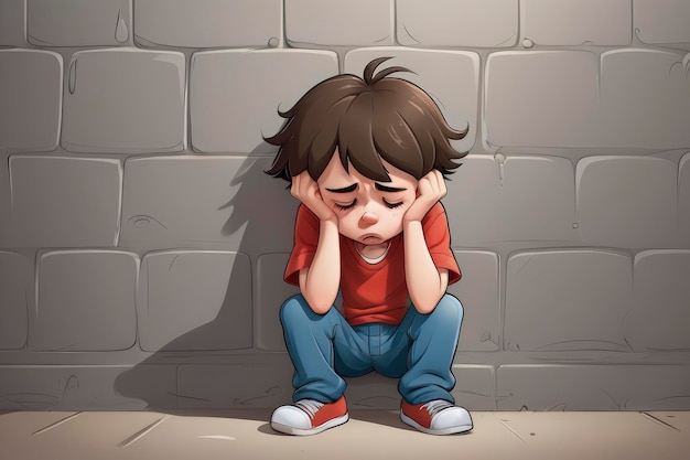 Sad Cartoon Boy