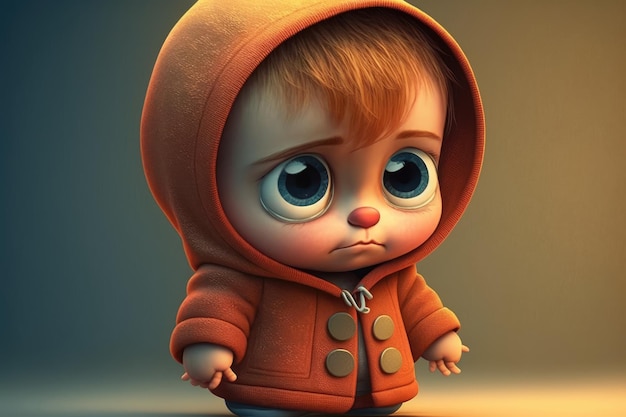 A sad cartoon character with big eyes