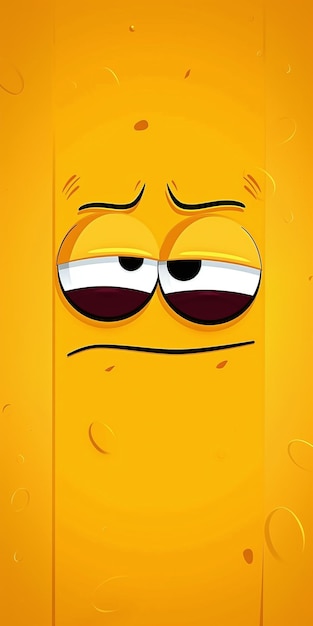 Foto faccia di cartone animato triste su uno sfondo piatto giallo