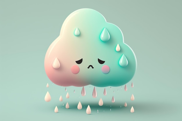 A sad cloud with a sad face