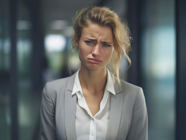 Sad and depressed young female office lady