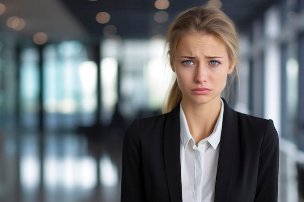 Sad and depressed young female office lady